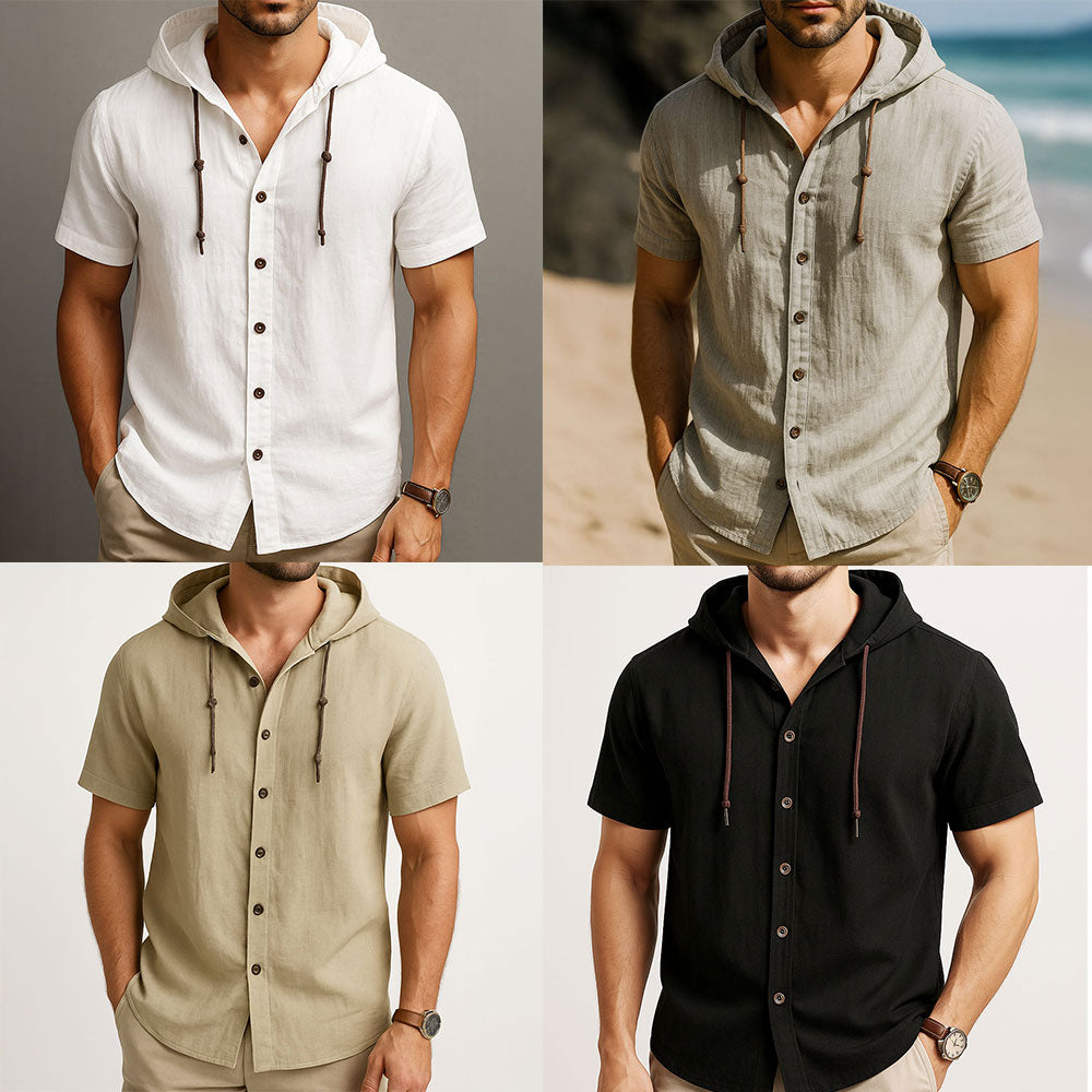 Linen Coastline Hooded Shirt