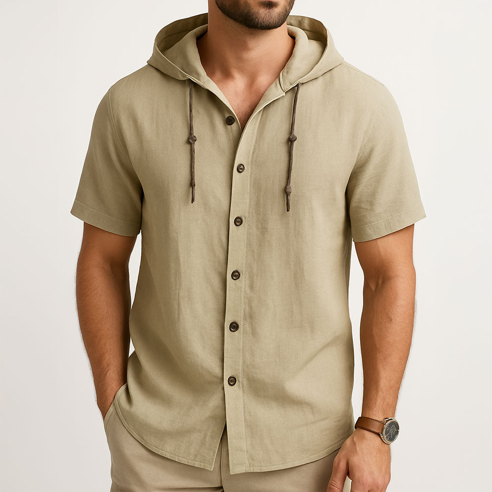 Linen Coastline Hooded Shirt