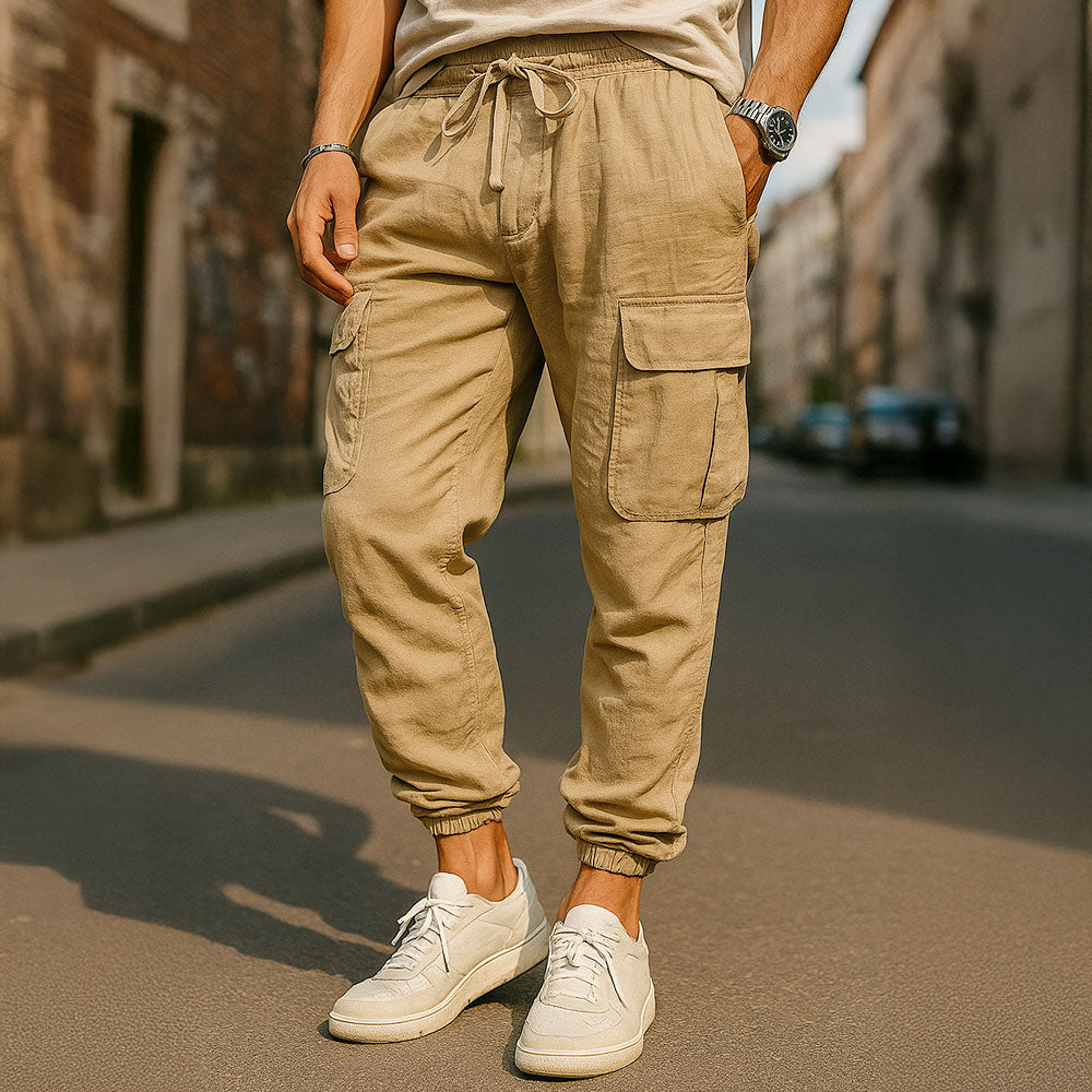 Linen Fit Cargo Joggers