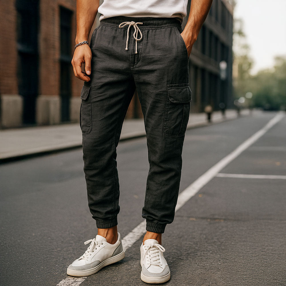 Linen Fit Cargo Joggers