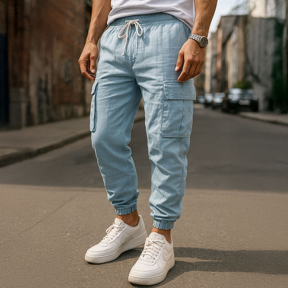Linen Fit Cargo Joggers