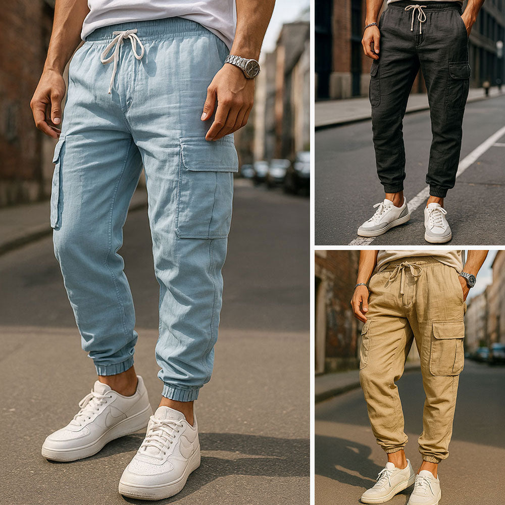 Linen Fit Cargo Joggers