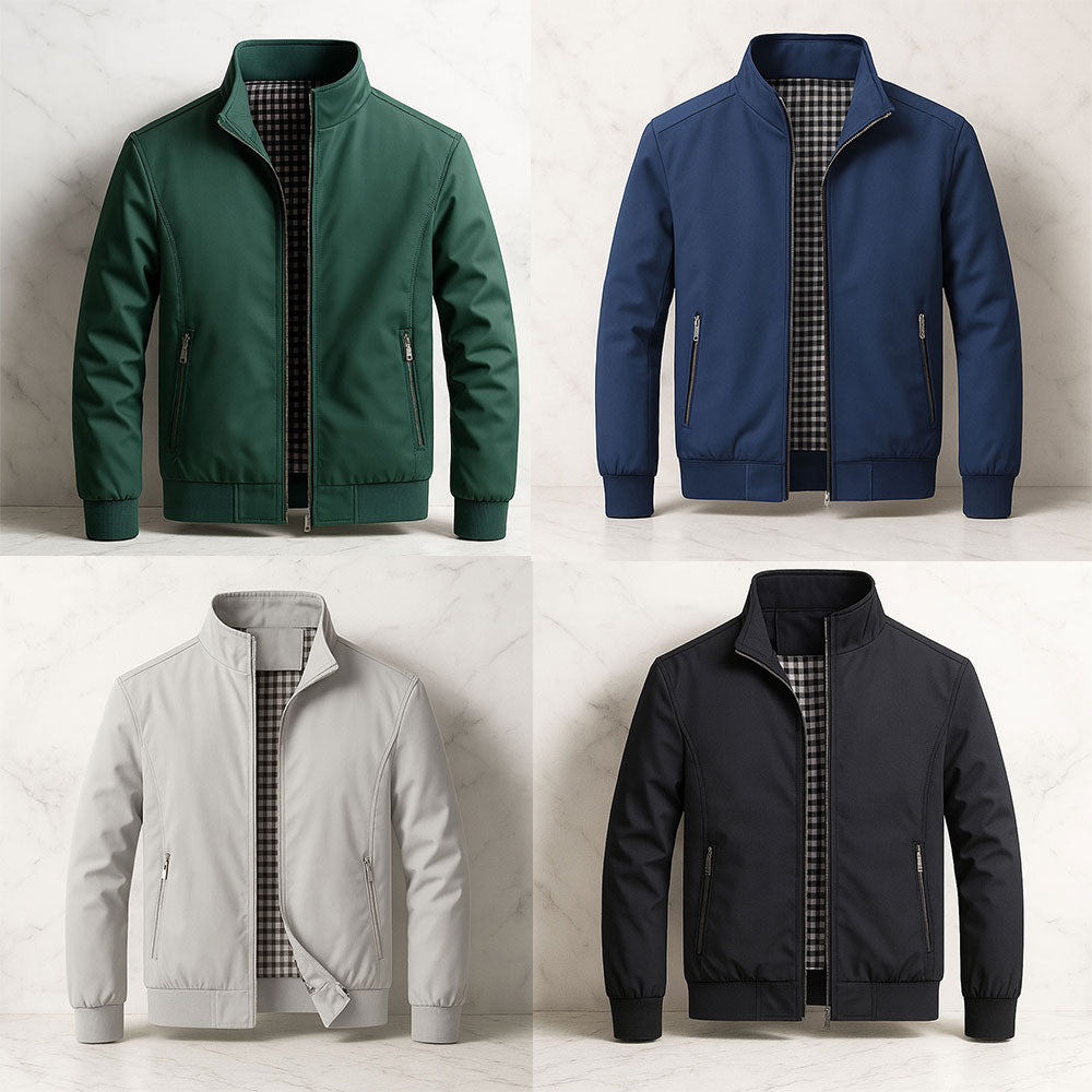 Casual Slim Bomber Jackets Coats Spring Autumn Solid Stand Collar Jacket