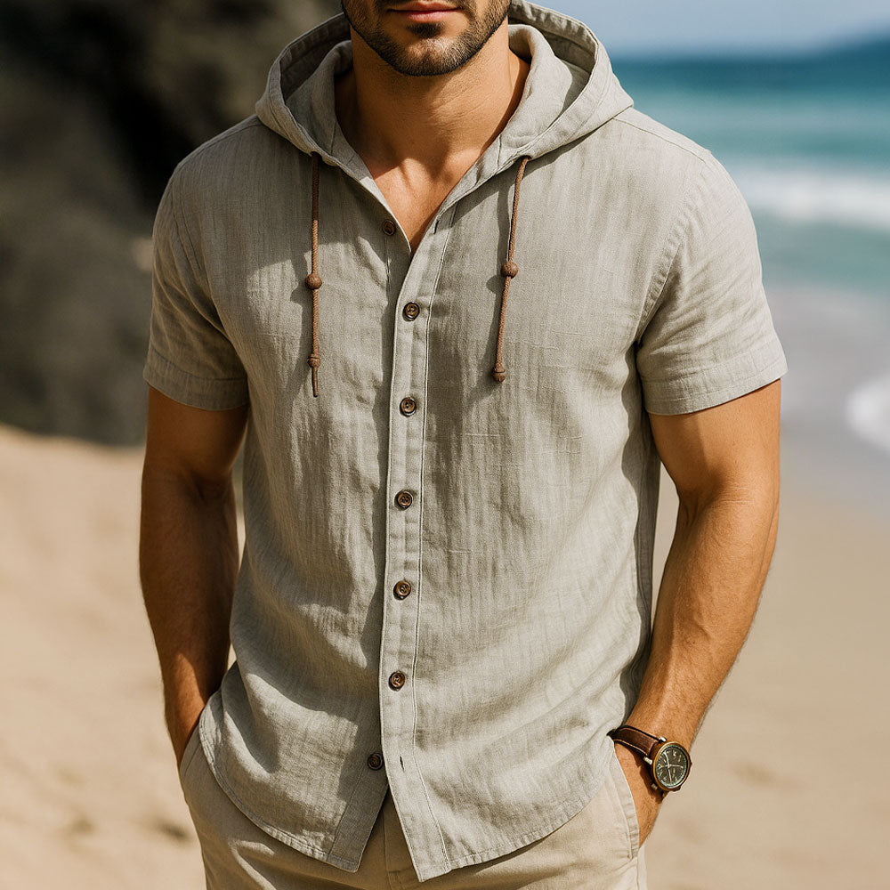 Linen Coastline Hooded Shirt