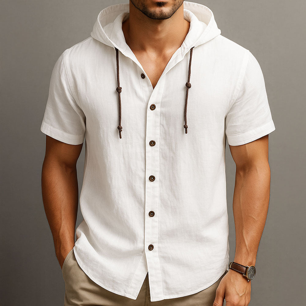 Linen Coastline Hooded Shirt